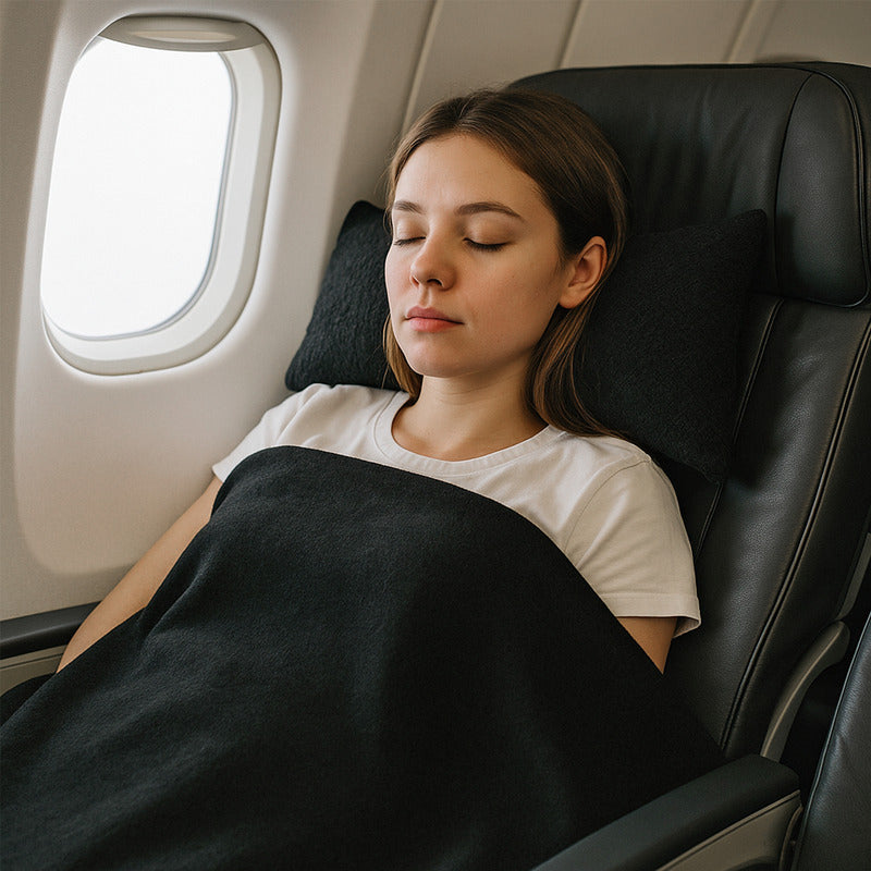 Frazada De Viaje Artesanal Con Almohada Set De Descanso