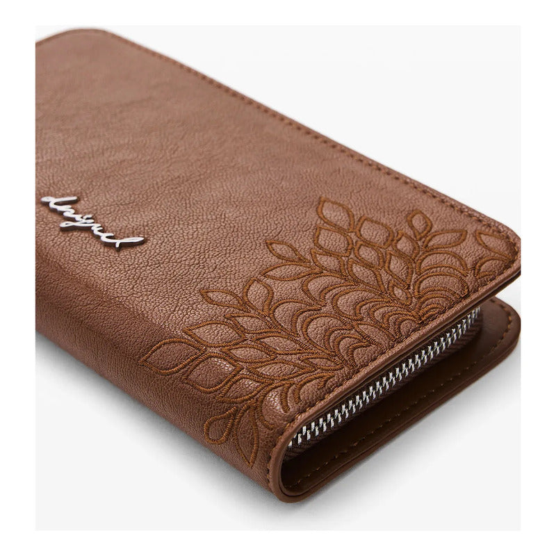 Cartera Mediana Con Bordado 26sayp2 Marca Desigual® Marrón Floreado
