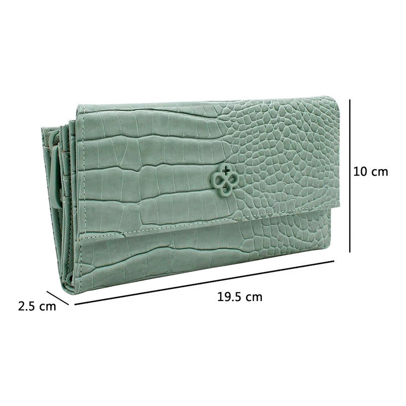 Cartera Mediana Crossbody Para Dama Mod. Ji 532 Jaime Ibiza® Aqua Croco Croco