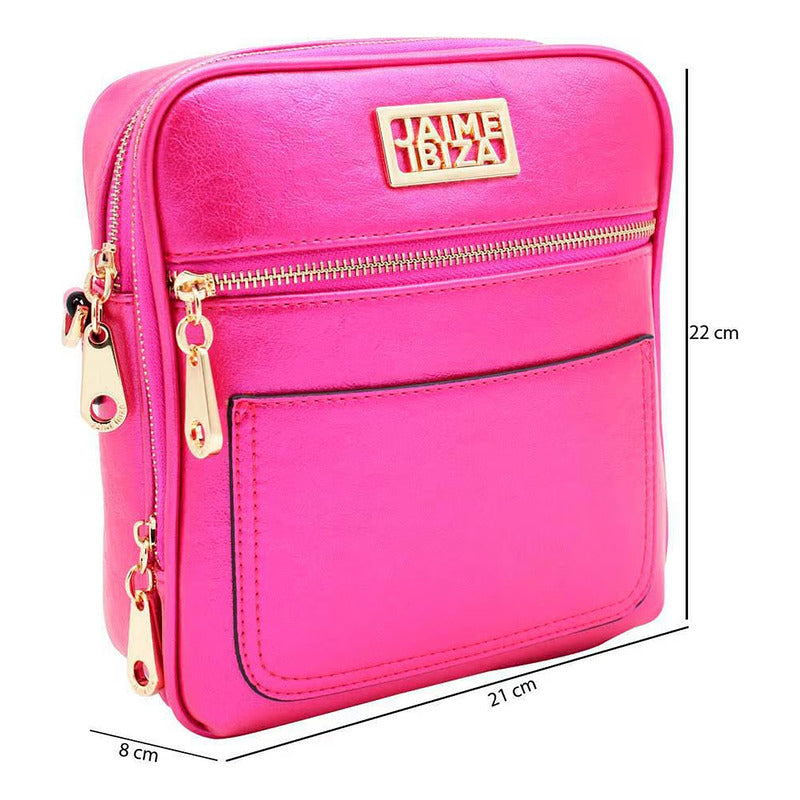 Bolsa Crossbody Huellas Para Mujer Modji2441 Jaime Ibiza® Fucsia Brilloso Oro