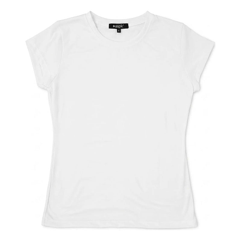 Blusa Básica Suave Casual Para Mujer Apx-0213 Marca Aspik® Blanco Lisa M