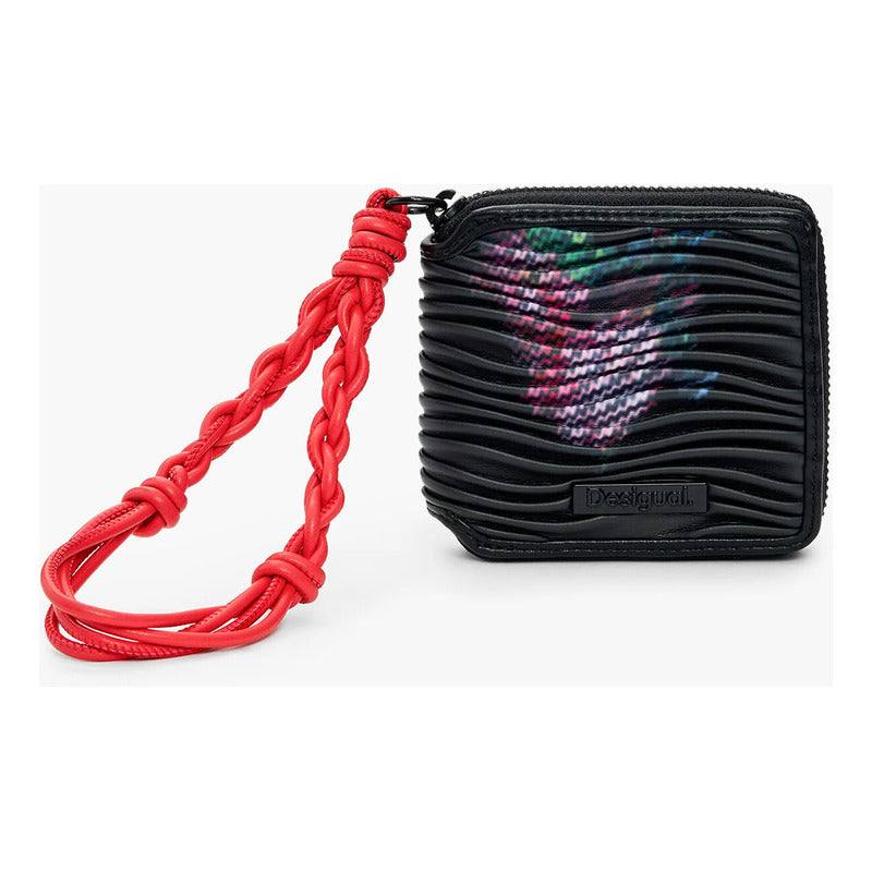 Cartera Con Textura Para Mujer 26sayp07/2000 Marca Desigual® Negro Floreado Texturizado