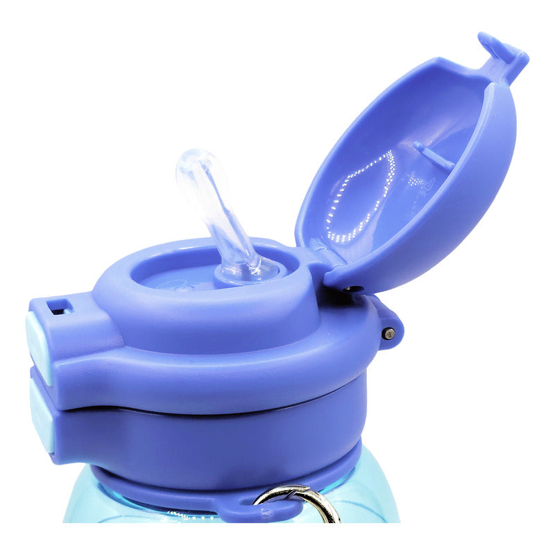 Botella 2 En 1 Tapa De Boquilla Y Popote Con Asa 650ml