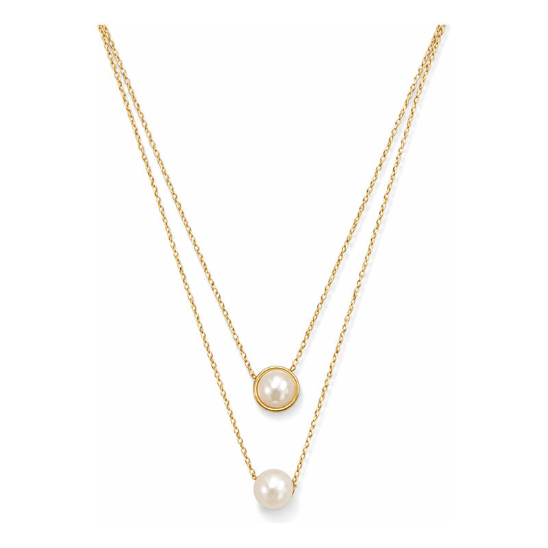 Set Joyería Elegante Para Mujer Collar Y Aretes Perlas Dorado