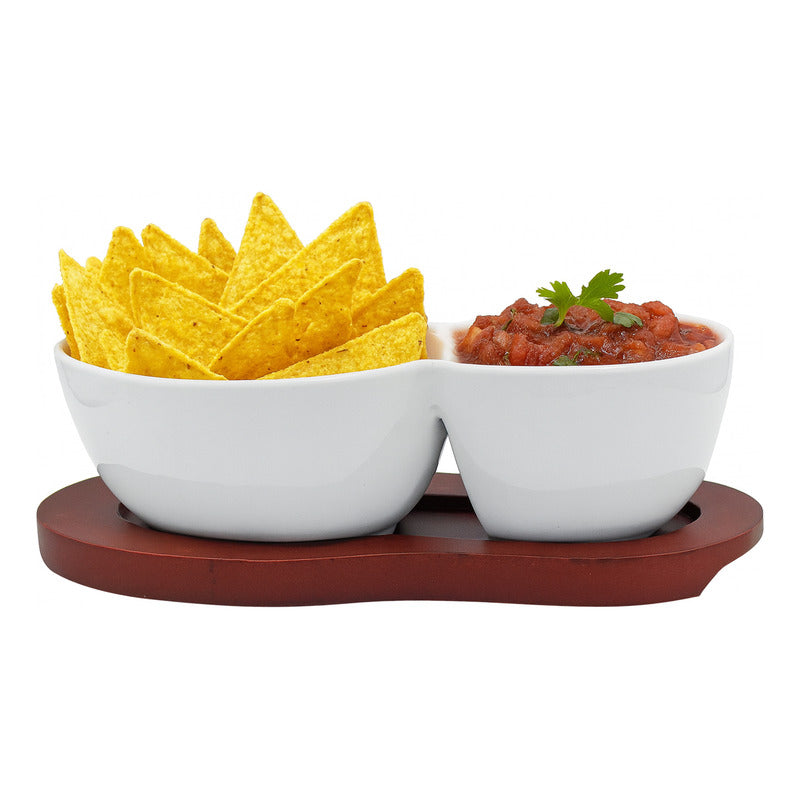 Botanero De Porcelana Con Base De Madera Marca Concepts® Blanco