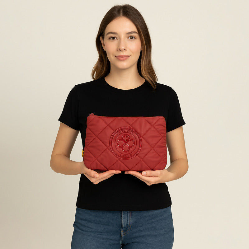 Cosmetiquera Crossbody Para Mujer Mod. Ji 262 Jaime Ibiza® Rojo Geométrico