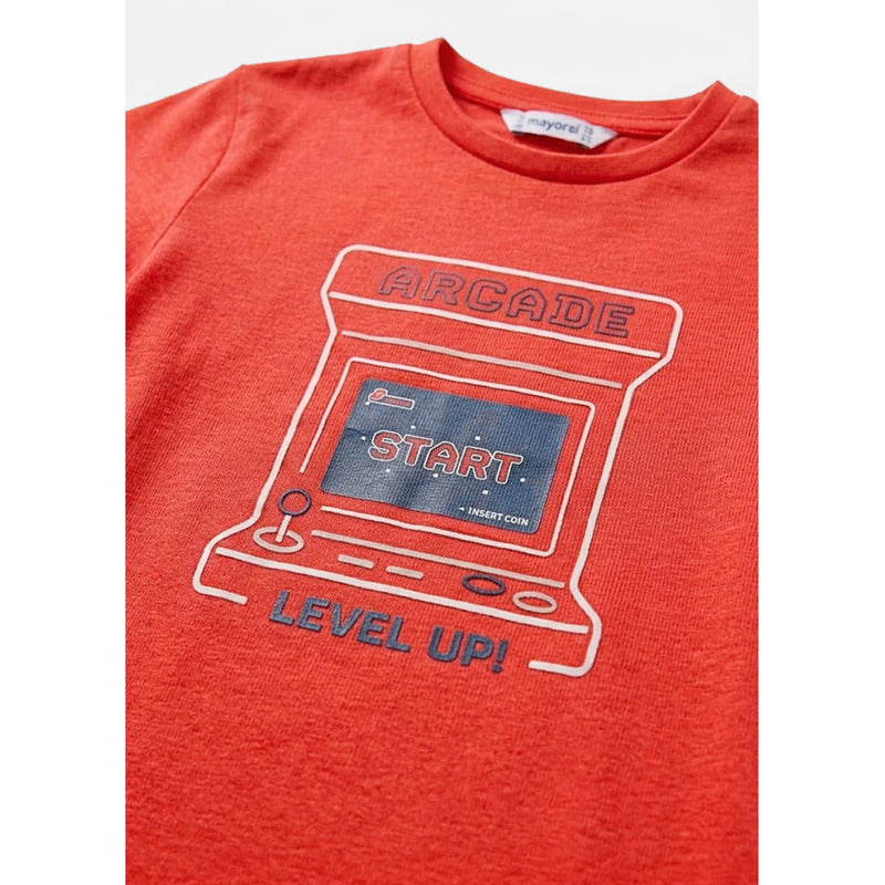 Playera Casual Para Niño Mod.3063 Marca Mayoral® Rojo Arcade 3 Años Lisa