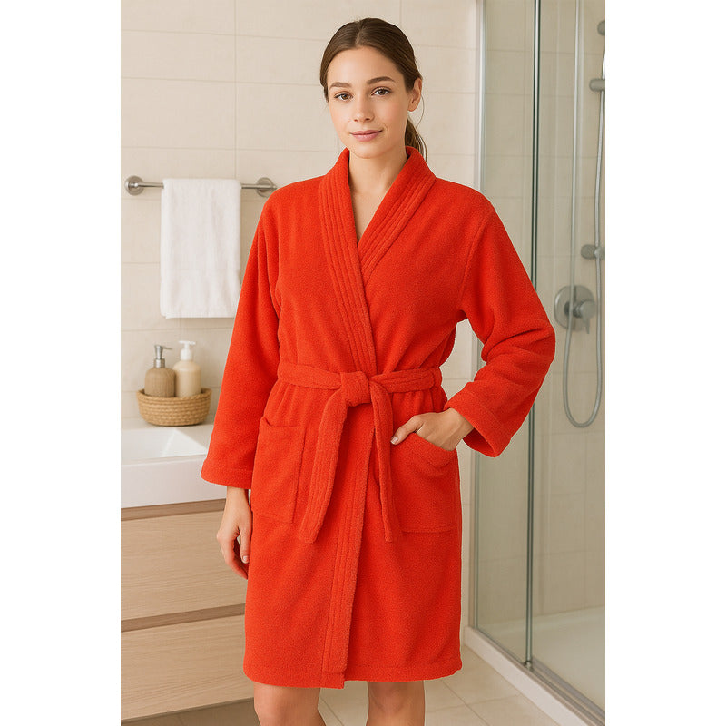Bata De Baño Unisex Absorbente Unitalla Tela Suave Ligera