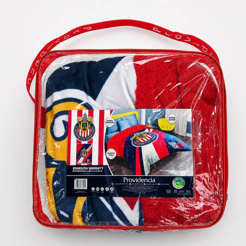 Cobertor Edredón De Borrega Matrimonial Providencia® Futbol Somos Chivas 1 Kg Multicolor