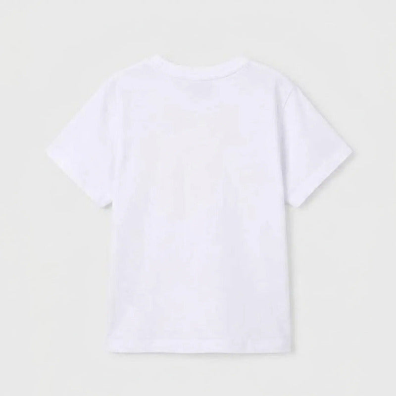 Playera Casual Para Niño Mod.3063 Marca Mayoral® Blanco Animales Surfistas 6 Años Lisa