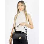 Bolso De Mano Para Mujer Mod. Ji2133 Marca Jaime Ibiza® Negro Geométrico Níquel Nude/negro