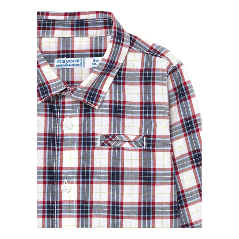 Camisa Casual Para Bebé Mod.2145 Marca Mayoral® Rojo Rayas 6 Meses