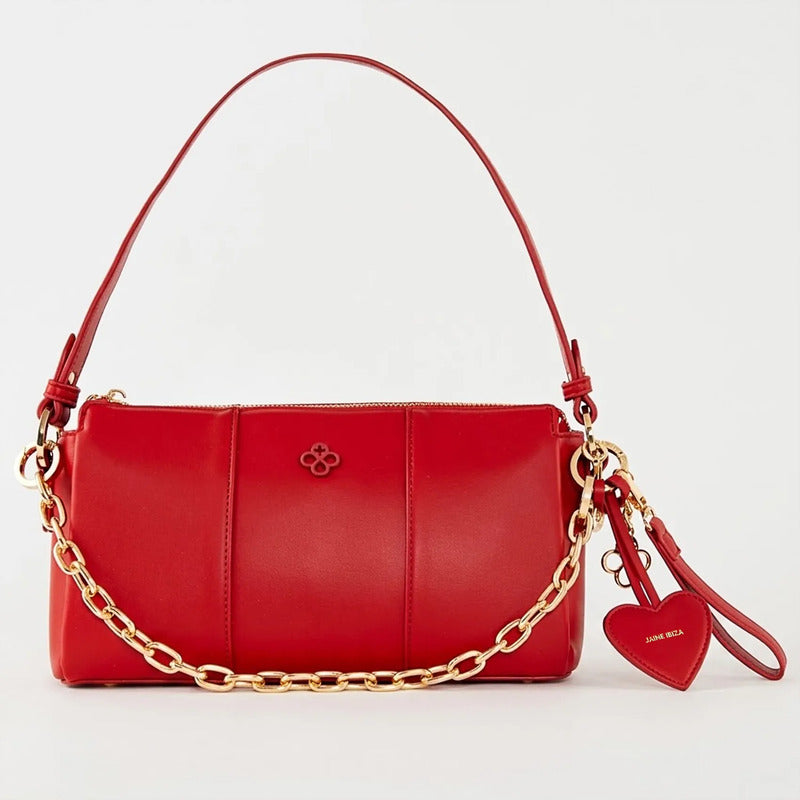 Bolso Crossbody Para Mujer Mod. Ji 2896 Marca Jaime Ibiza® Rojo Lisa Níquel
