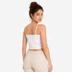 Blusa Top De Tirantes Con Flor Desmontable Al2107 Julys® Blanco Lisa G