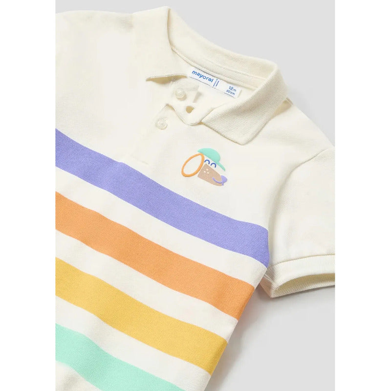 Playera Polo Para Bebé Mod. 1108 Marca Mayoral® Nata 6 Meses Rayas