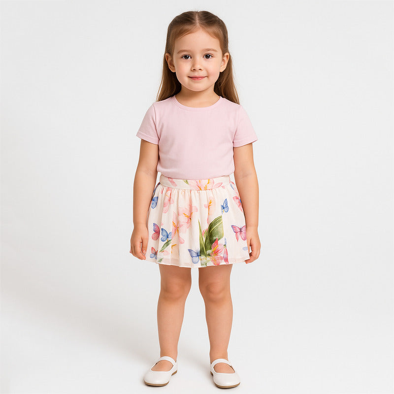 Falda Floreada De Niña Mod.016-77814al Marca Losan®