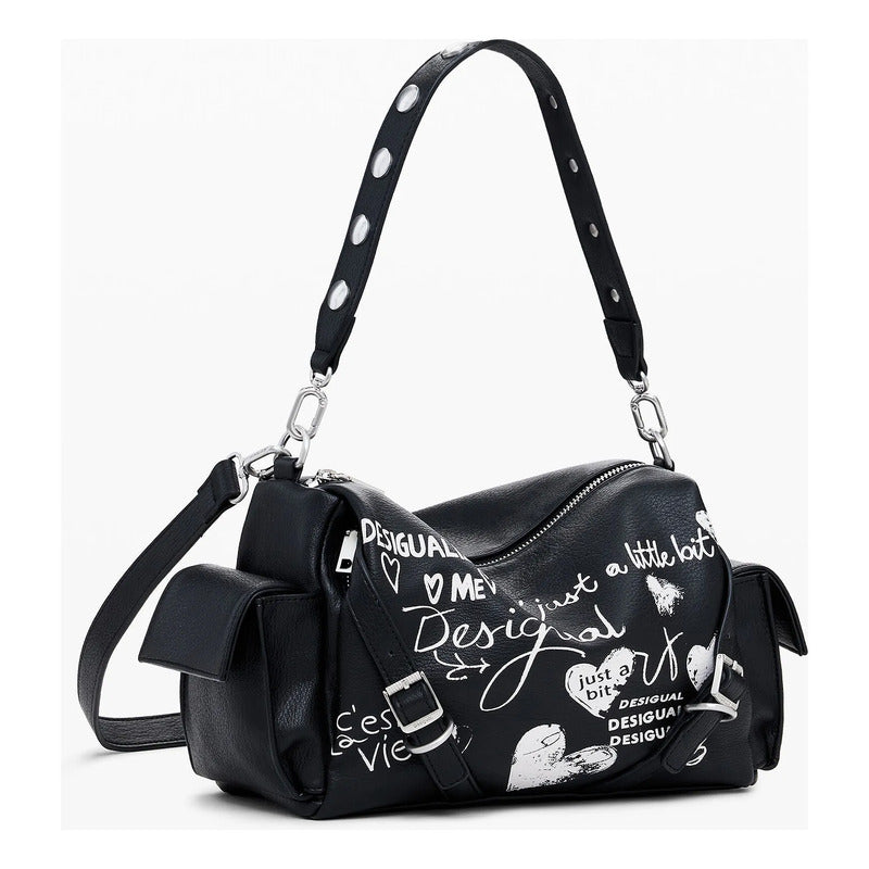 Bolso Bowling Efecto Piel 25waxpa6/2000 Marca Desigual® Negro Lisa Níquel