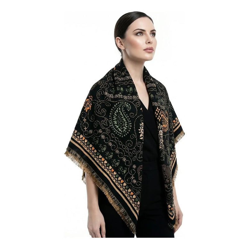 Chalina Chal Elegante Suave Para Mujer 130x130cm Multiusos Marino Figuras Unitalla