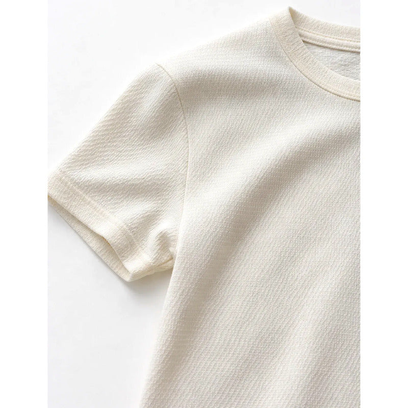 Playera Casual Para Hombre Texturizada A61302 Marca Bobois® Beige G Texturizado