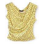 Blusa Cuello Drapeado Cruzado Para Mujer 4403 Marca Exotica® Amarillo Lunares Ch