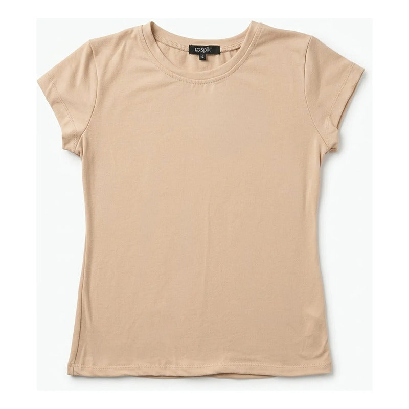 Blusa Básica Suave Casual Para Mujer Apx-0213 Marca Aspik® Beige Lisa G