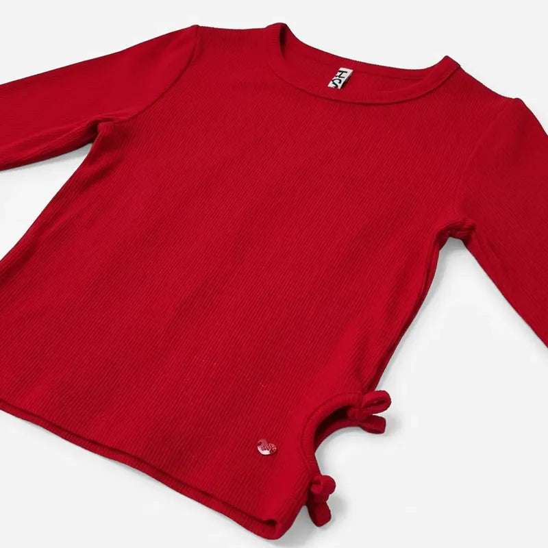 Blusa Con Aberturas Para Niña Mod. Ljgap0103 Marca Losan® Rojo Lisa 12 Años