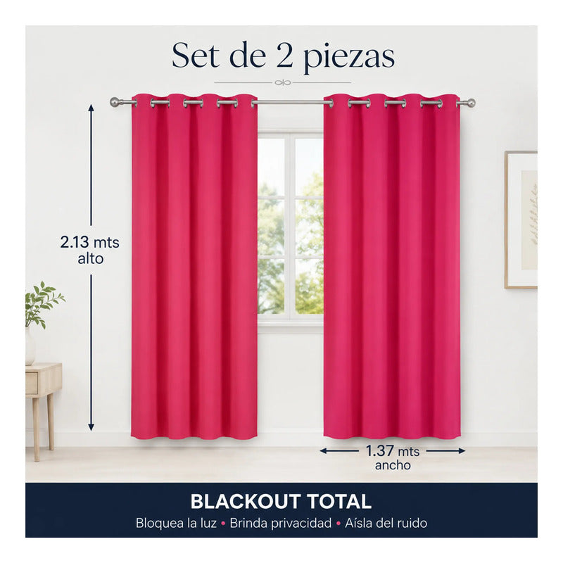 Set De Cortinas Blackout 2pz 1.37 X 2.13mts Luna® Fiusha