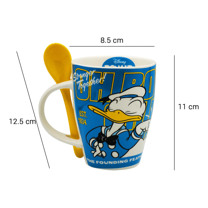 Taza De Porcelana 2pz Con Cuchara Diseño Animado 310ml