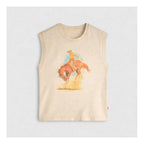 Playera Boxy Tank Para Dama Mod. 001mw0004 Marca Levis® Beige Rodep Xch Estampa Localizada