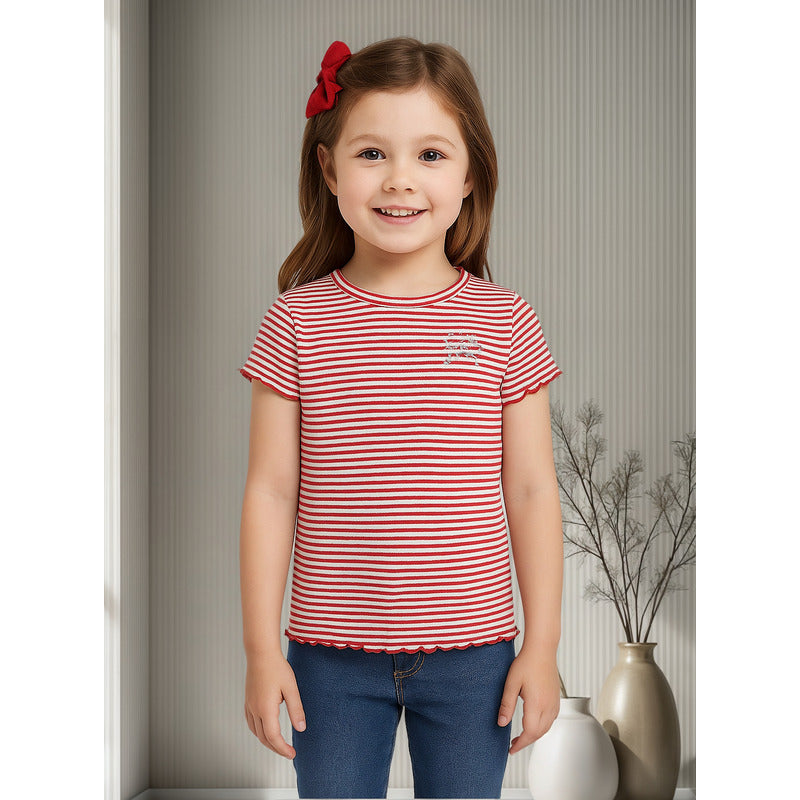 Blusa De Niña Mod.3042 Carmín Marca Mayoral® Rayas Carmín 6 Años