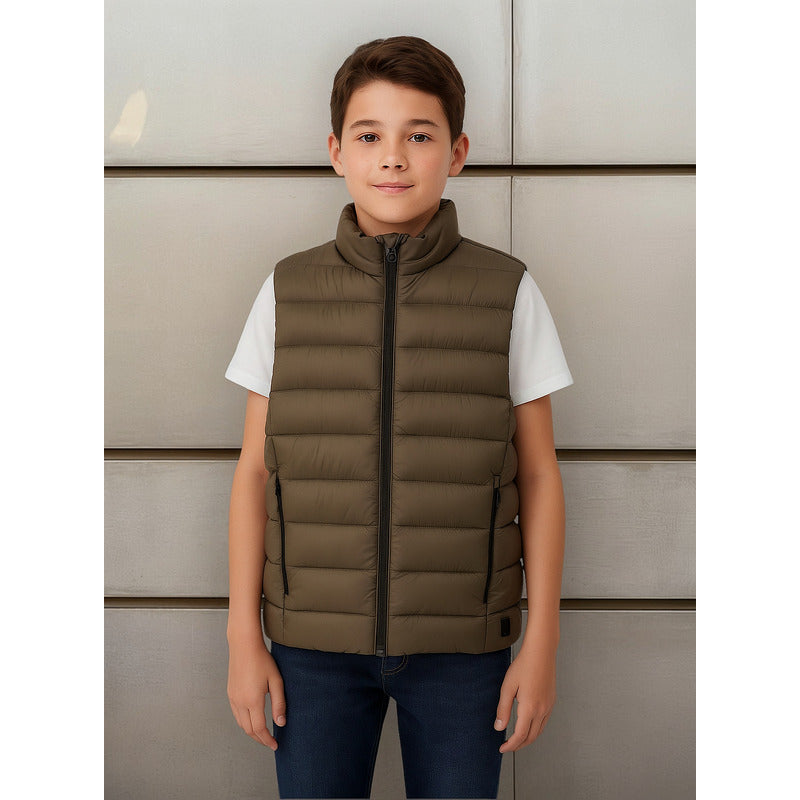 Chaleco Acolchado Para Niño Mod.7396 Marca Mayoral® Verde Olivo Lisa 8