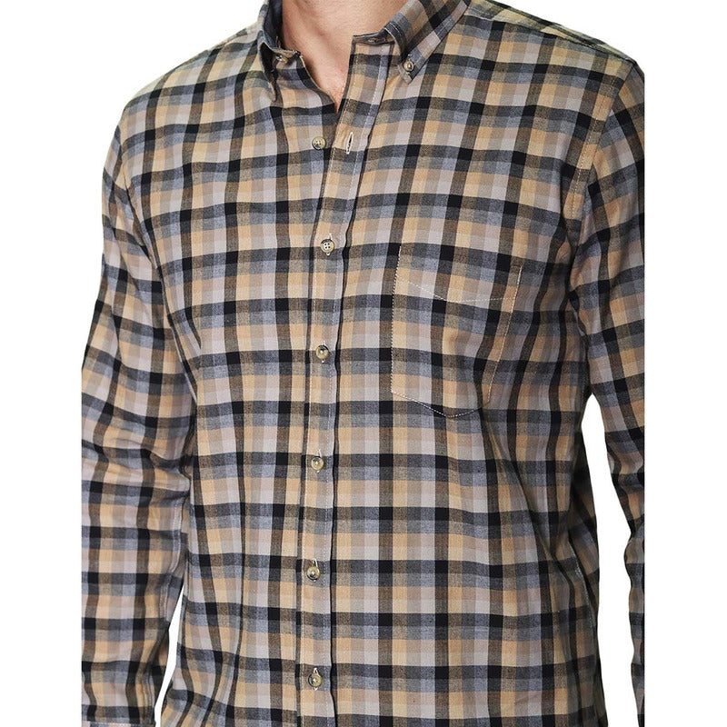 Camisa Para Hombre Manga Larga Cuadros Marca Bobois®