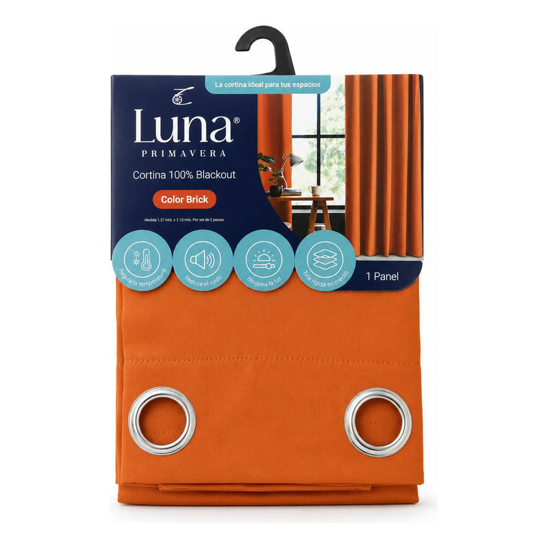 Set De Cortinas Blackout 2pz 1.37 X 2.13mts Luna® Naranja