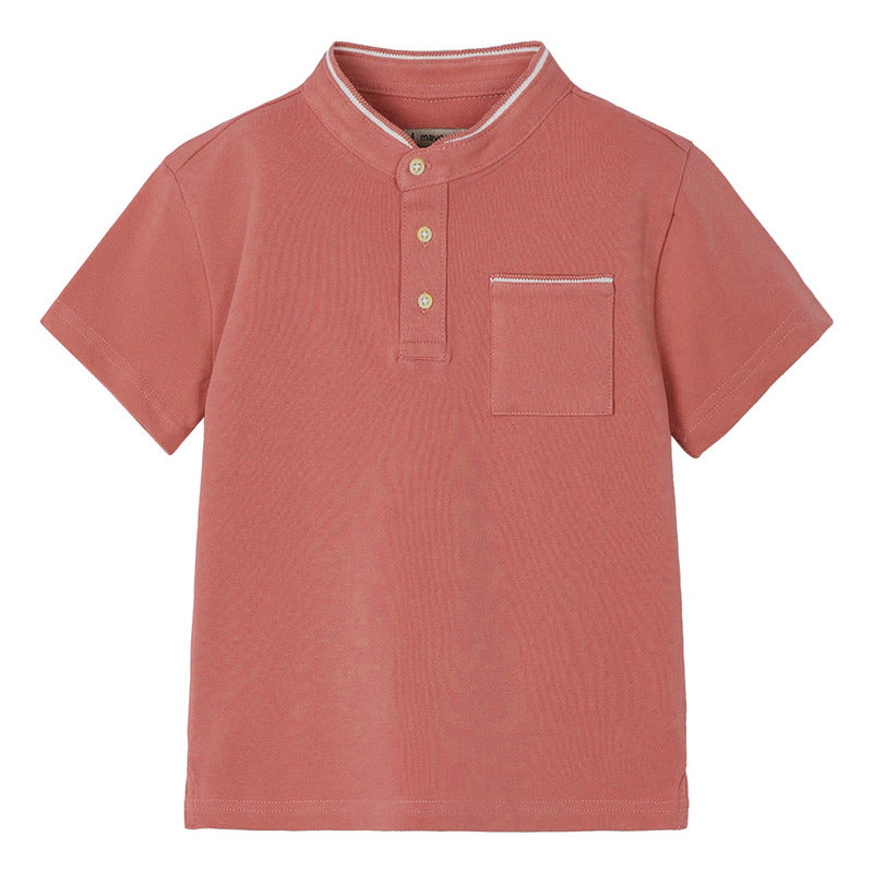 Playera Cuello Mao De Niño Mod.3102 Marca Mayoral® Coral Oscuro Liso 9