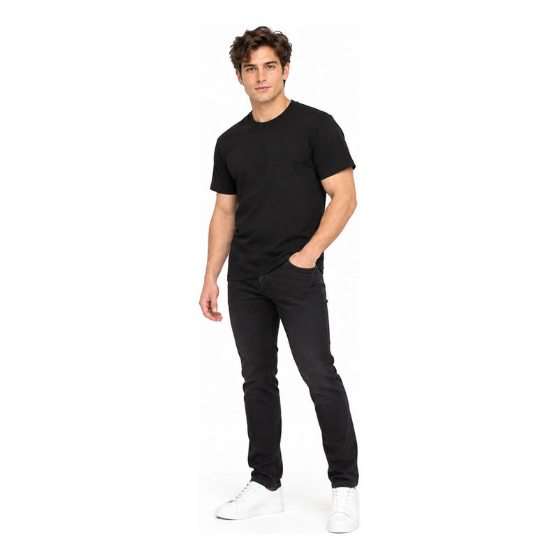 Playera Casual Básica Unisex Mod. 4148 Marca Skannda® Negro Lisa M
