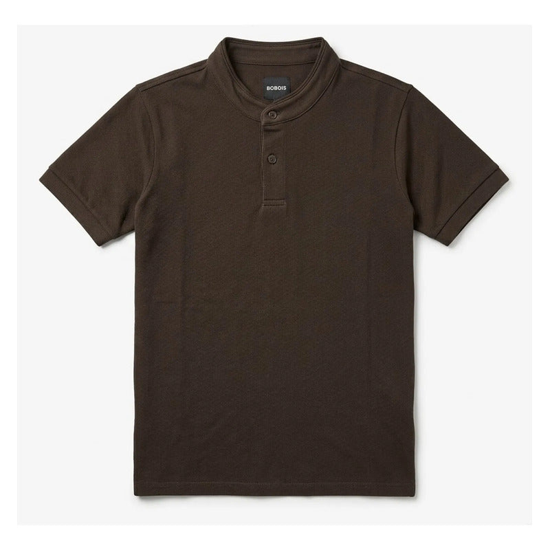 Playera Regular Fit Para Hombre Cuello Mao Mod.apmao Bobois® Chocolate Eeg Lisa
