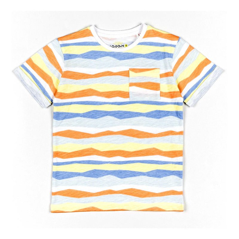 Playera Casual Rayada De Algodón Mod.lkbapo303 Marca Losan® Multicolor Rayas 7 Años Lisa