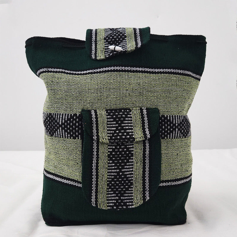 Mochila Artesanal Tejida Tipo Morral Con Bolsillo Frontal 10kg