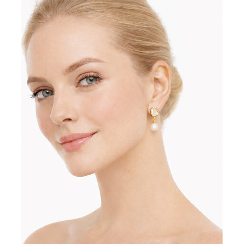 Aretes Elegantes Gota De Coral Para Mujer Bisutería Fina Beige