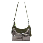Bolso Doble Para Dama Mod. 25waxpah Marca Desigual® Verde Musgo/ Níquel Lisa Níquel Verde Musgo