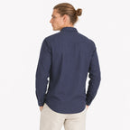Camisa Lino Regular Fit Para Hombre Mod. Le2601 Roosevelt® Marino Lisa M