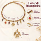 Collar De Mujer Cadena Entrelazada Estilo Bohemio Con Dijes Dorado