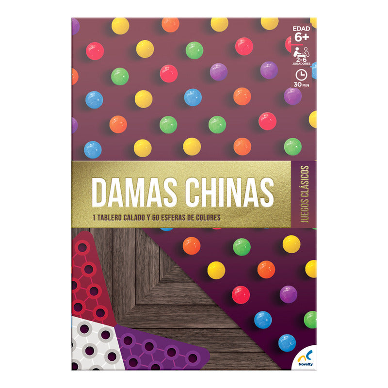 Juego Damas Chinas Clásico Con Tablero Y 60 Esferas De Colores - Para 2 A 6 Jugadores