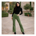 Jeans Gabardina Acampando Para Mujer M.v53103 Marca Bobois® Verde Musgo Liso S