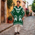 Jorongo Gaban Artesanal Mexicano Colores Verde Oscuro Herraduras Xg