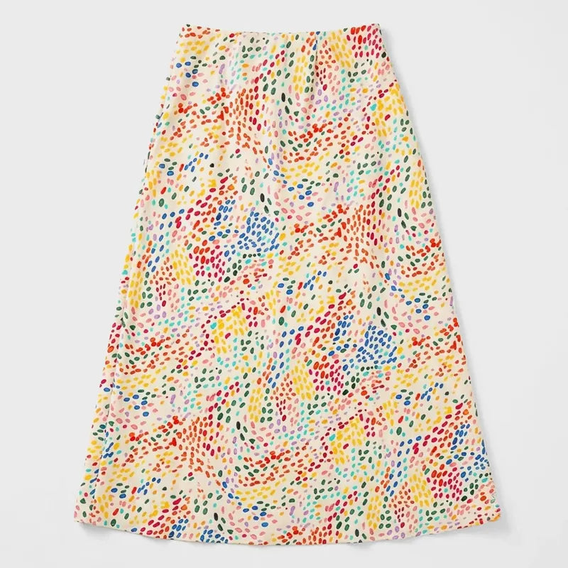 Falda Midi Para Mujer Mod.4138pu Marca Exotica® Multicolor Lunares M