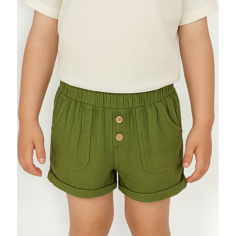 Short Bermuda Ligero Para Bebé Mod.1241 Marca Mayoral® Verde Musgo Liso 9 Meses