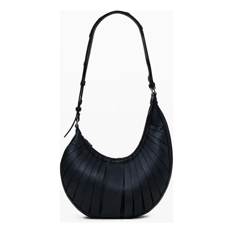 Bolso Asimétrico Mediano Para Mujer 25saxp05/2000 Desigual® Negro Rayas Níquel