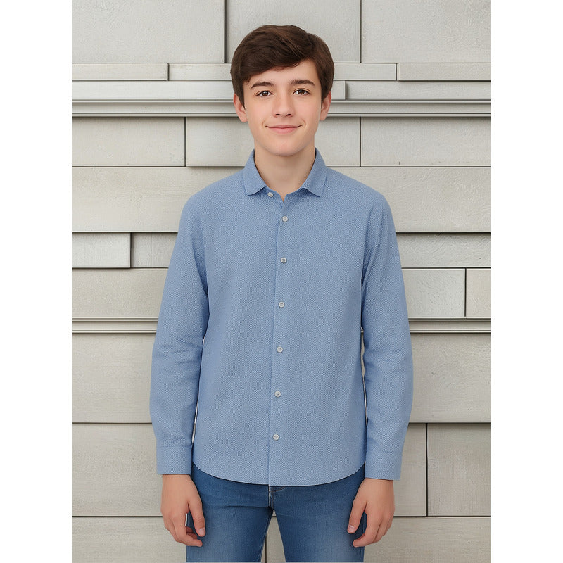 Camisa Casual Para Niño Mod.6142 Marca Mayoral® Azul Claro Puntos 18 Años