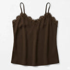 Blusa Casual Con Encaje Para Mujer Mod.4420 Marca Exotica® Marrón Lisa M